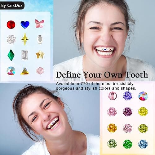 CiikDux DIY Tooth Jewelry Kit - 770 Crystals, 12 Shapes Bedazzle Gems, Teeth Jewelry Starter Set thumbnail 3