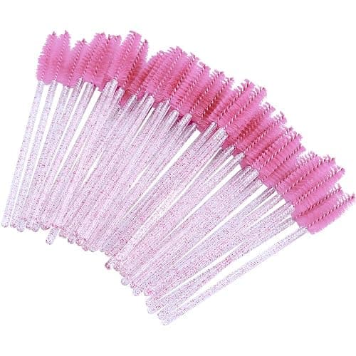 G2PLUS 100PCS Eyelash Mascara Brushes, Disposable Lash Spoolies, Crystal Mascara Wands Makeup Kits for Eyelash Extensions and Eyebrow (Pink) thumbnail 3