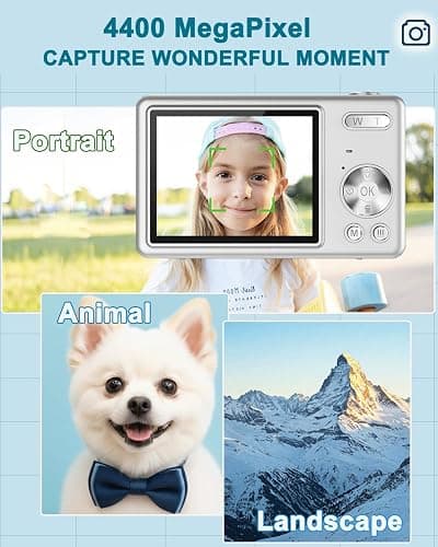 Digital Camera, 1080P 44MP Compact Cameras with 32GB Memory Card, Simple Digital Camera with Anti-shake,Portable Small Camera 2.4" LCD Screen Vlogging Camera for Kids 6-16 Beginner Student thumbnail 3