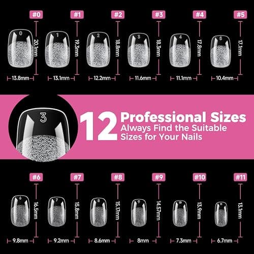 UNA GELLA Gel Nail Tips Square & Squoval, 504pcs Short Squoval Nail Tips | Pre Etched Soft Gel Clear Fake Nails Full Cover For Nails Extension Home DIY Salon 12 Sizes thumbnail 7