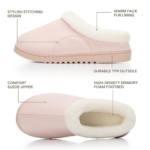 NineCiFun Women's Suede Memory Foam Slippers Plush Faux Fur Lining House Shoes with Non-Slip Sole for Indoor Outdoor Comfort thumbnail 5