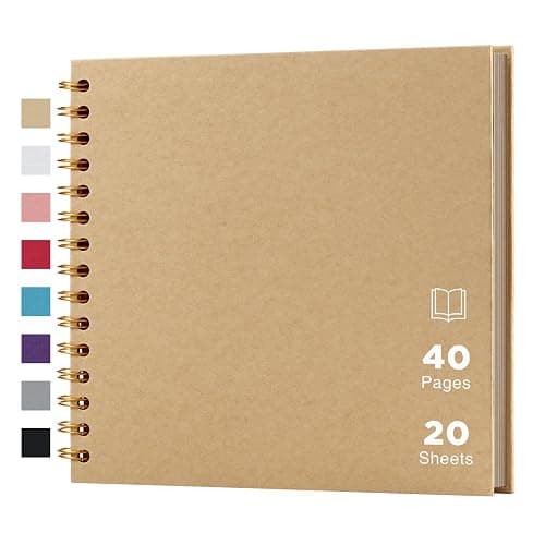 potricher 8 x 8 Inch DIY Scrapbook Album 40 Pages Hardcover Kraft Paper Scrap Book Photo Albums Memory Book for Wedding and Anniversary Family (Yellow, 8 Inch) - Image 1