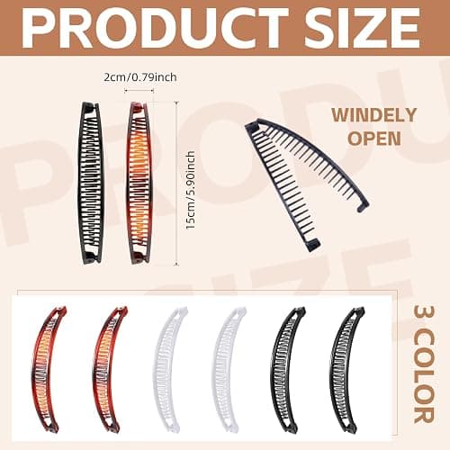Banana Hair Clip - Designed specifically for women and girls: Suitable for long hair, thick curly hair styling Banana clip accessory styling (6 pieces) thumbnail 2
