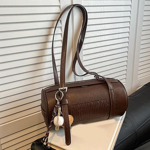 Multifunctional Retro Styles Cylinder Handbag For Women PU Leather Shoulder Bag 2025 Design Crossbody Purse Armpit Bags Cylinder Shoulder Bag thumbnail 4