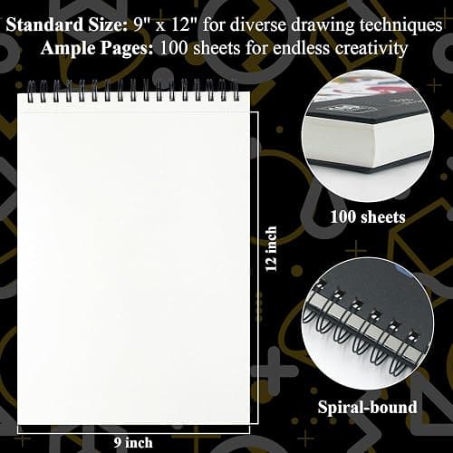 Sketch Book for Kids, 9" x 12" Kid Sketchbook, 100 Sheets (73lb/120gsm) Thick Drawing Paper for Kids, Spiral Sketch Pad for Kid, Easter Basket Stuffers. thumbnail 2
