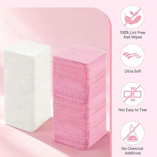 LNDIEHS 720Pcs Lint Free Nail Wipes, Nail Supplies Nail Polish Wipe, Pads Gel Nails No Lint Naile Glue Wipes Super Absorbent Soft Non-Woven for Fingernail Polish Remover Eyelash Extensions Nail Art thumbnail 3