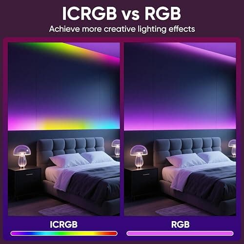 ERBTY Led Lights for Bedroom, IC+RGB 100FT(2 Rolls of 50ft) Strip Lights, 24Key Remote with App Control, Music Sync Color Changing Lights for Room Decor Party thumbnail 6
