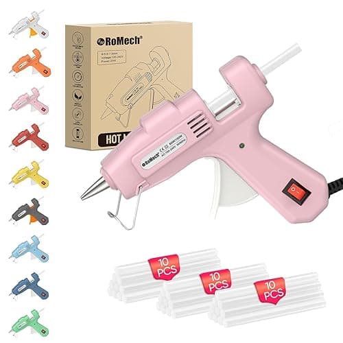 ROMECH 20W Mini Hot Glue Gun with 30 Glue Sticks Set, Fast Preheating Hot Glue Gun Kit Heavy Duty Gluegun for Craft, DIY, Repairs (Pink) - Pink