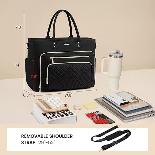 LOVEVOOK Laptop Tote Bag for Women, Work Bags Computer Laptop Bag, Teacher Tote Bag, Professional Briefcase Business Large Purses Handbag, Black, 17 Inch thumbnail 8