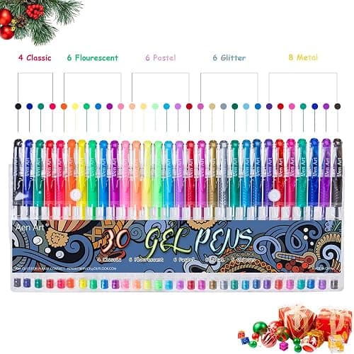 Aen Art Gel Pens for Adult Coloring Books, 30 Colors Fine Point Gel Marker Pen with 40% More Ink for Drawing, Bullet Journaling, School Craft Supplies thumbnail 5