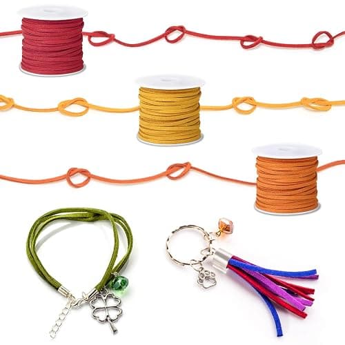 Cridoz Faux Suede Leather Cord, 25 Rolls Flat for Jewelry Making, Leather Strips & Laces for Dream Catcher Supplies DIY Crafts, Thread Velvet String for Necklace, Bracelet, Beading thumbnail 6
