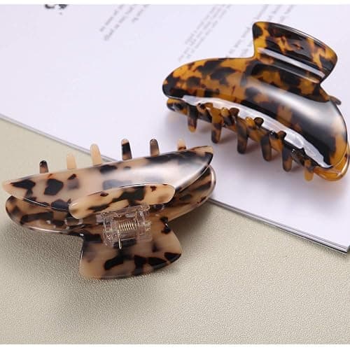 2 Pack Big Hair Claw Clips Tortoise Shell Nonslip Large Claw Clip For Women Celluloid Leopard Print Jaw Clips For Thick Hair thumbnail 6