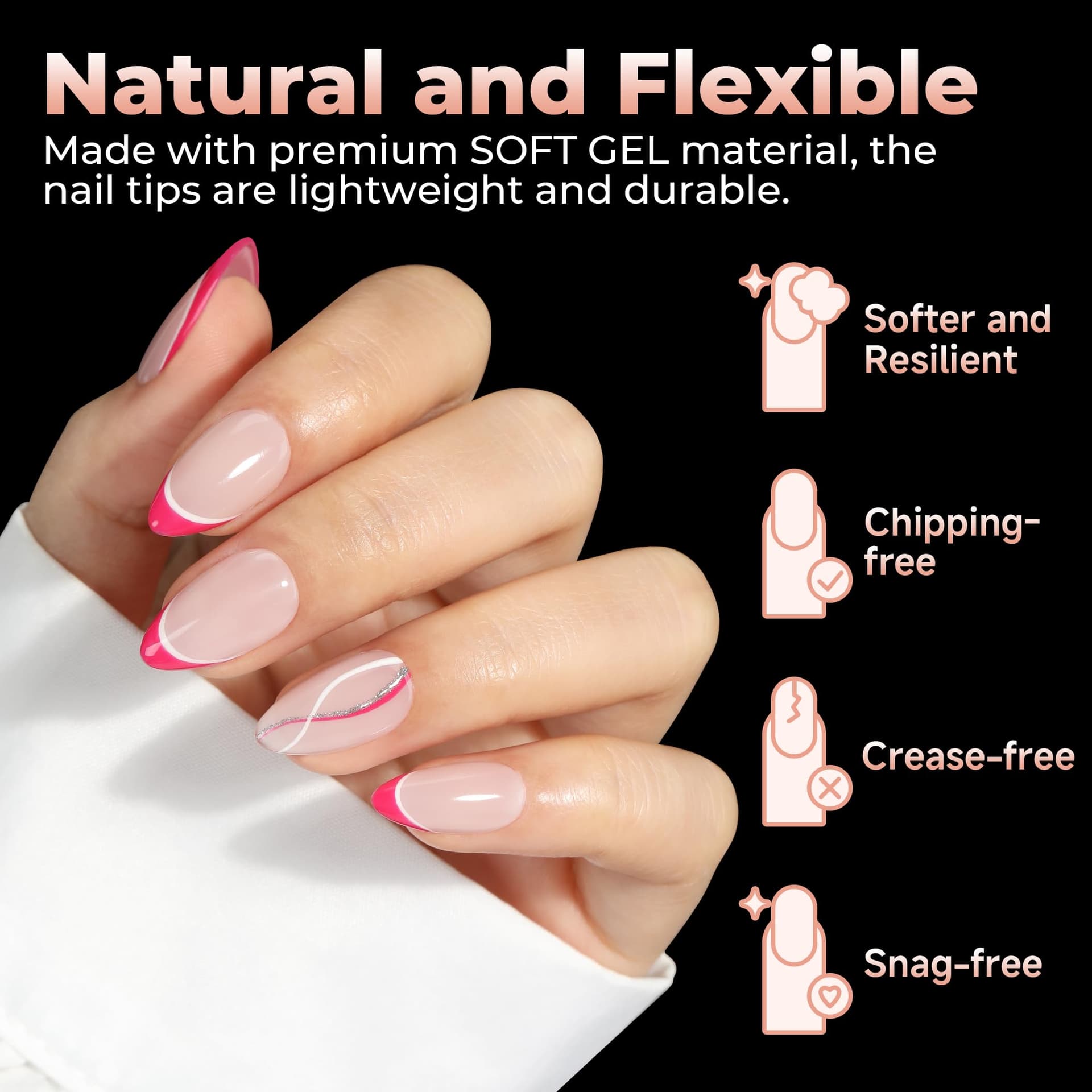 UNA GELLA Short Almond Gel Nail Tips Half Matte Short Almond Gel Nail Tips Full Cover Strong&Lasting Clear Gelly Acrylic False Nails Tips 120pcs DIY Nail Art Salon 12 Sizes for Women thumbnail 3