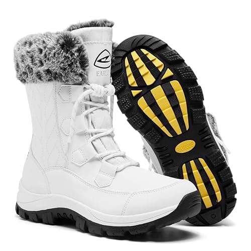 Womens Snow Boots Waterproof Winter Boots Mid-Calf Warm Anti-Slip Lace Up Outdoor Winter Boots - Image 1
