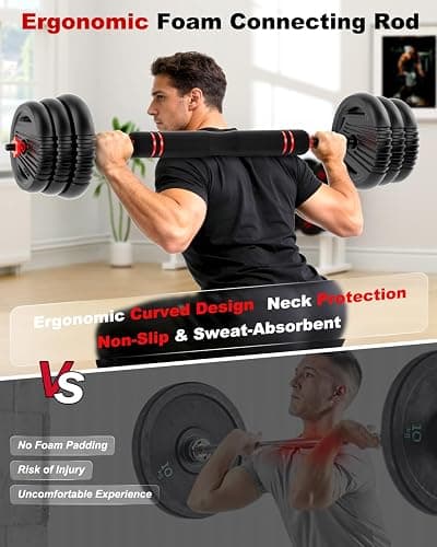 UNNMIIY Adjustable Dumbbells, 20/30/45/70/90lbs Free Weight Set with Connector,5 in1 Dumbbells Set Used as Barbell,Kettlebells,Push up Stand,Fitness Exercises for Home Gym Suitable Men/Women thumbnail 7