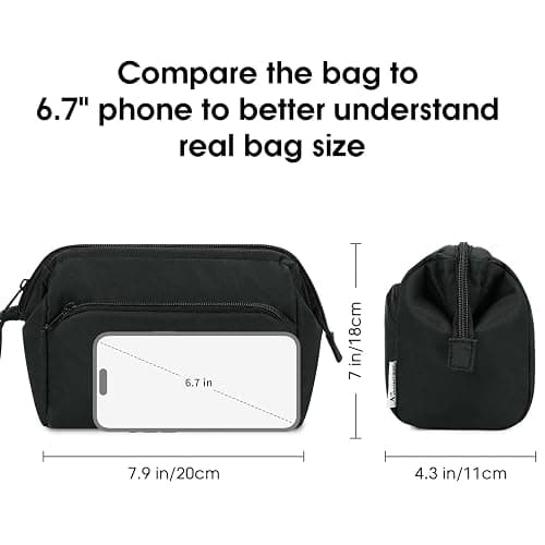 Narwey Makeup Bag Women Wide-open Make up Bag Travel Cosmetic Bag Organizer Toiletry Bag for Cosmetics Toiletries Accessories (Black) thumbnail 5