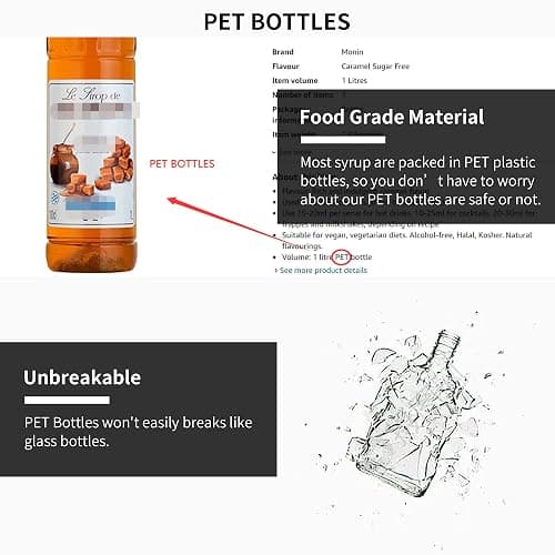 Ezebesta 4 Pieces Coffee Syrup Dispenser Bottle 300ml PET Black Pump Bottles with Labels for Coffee Bar Organization thumbnail 7