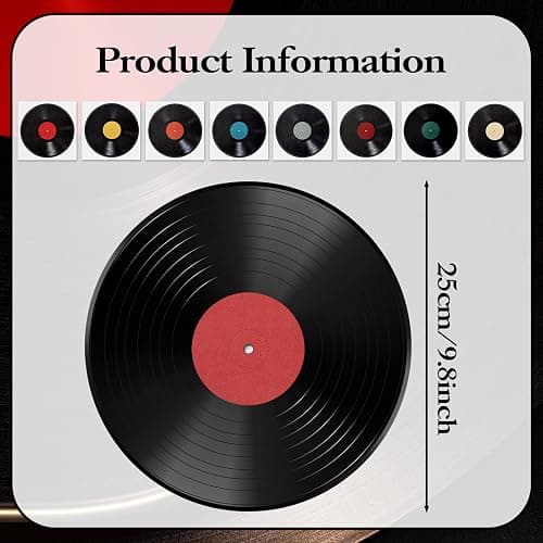 Piriuuo 8 Pcs Records Wall Decor, Vinyl Records Decor Decorative Vinyl Record Decor 9'' Vinyl Record Wall Decor Vinyl Record Stickers Fake Vinyl Records Decals for Home Wall Music Party Decoration thumbnail 3
