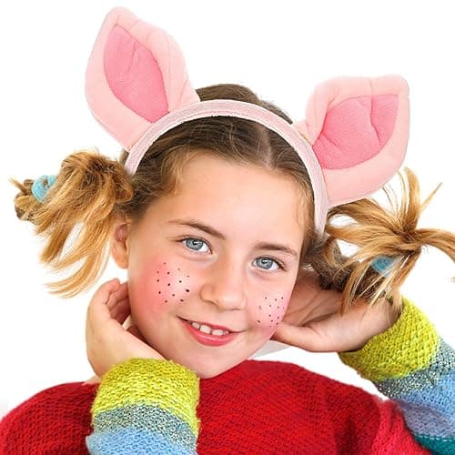 Beaupretty Pig Ear Headpiece Halloween Animal Cosplay Headwear Plush Animal Headband for Women Girls Wash Face Pink thumbnail 2