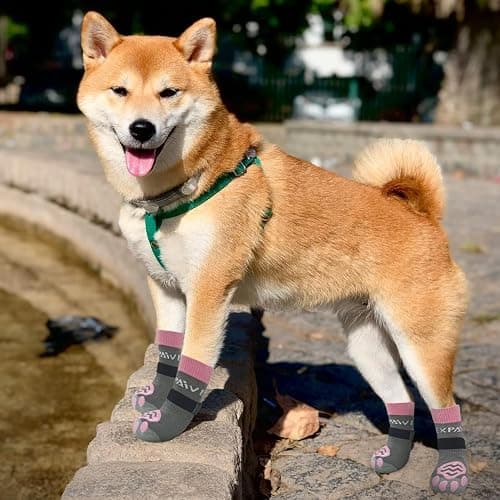 EXPAWLORER 4Pcs Anti-Slip Dog Socks - Double Side Non-Slip Paw Protector for Hardwood Floors,Prevent Licking,Dog Booties,Dog Shoes for Hot/Cold Pavement thumbnail 6