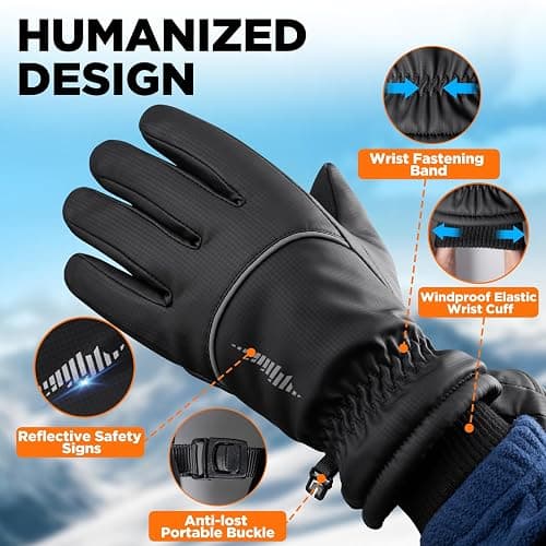 rivmount Winter Gloves Women Men, Thermal Ski Gloves for Cold Weather with Warm, Waterproof, Touchscreen for Running, Skiing thumbnail 5