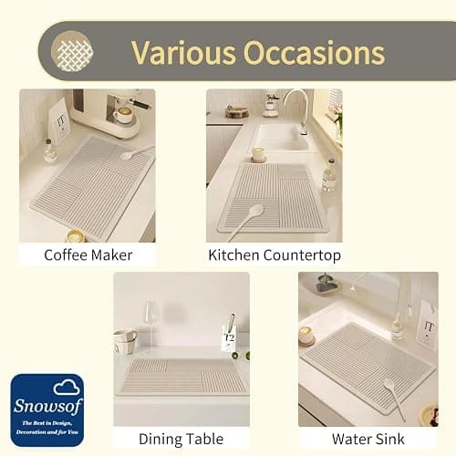 Snowsof Dish Drying Mat - Absorbent Countertop Mat for Coffee Maker, Dish Rack (12''16'') thumbnail 7