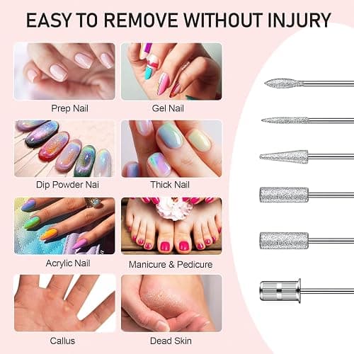 Portable Electric Nail Drill File Machine with Acrylic Nail Kit Set Professional 20000rpm Manicure Pedicure with Sanding Bands Brush for Nail Art Gel Nail Polish Tips Clippers thumbnail 8