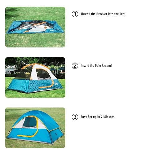 Camping Tent 2-4 Person, Waterproof Windproof Tent with Rainfly Easy Set up-Portable Dome Tents for Camping… thumbnail 7