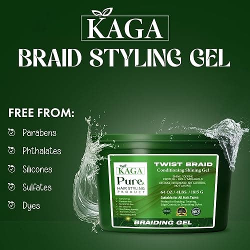 KAGA Pure O Natural Neatbraid Beauty Professional Conditioning Shining Gel 64oz / 4LB (64 Ounce) thumbnail 3