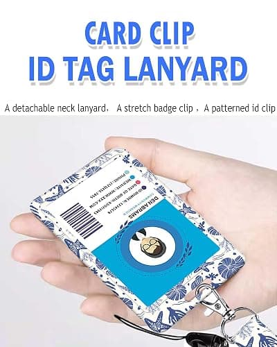 ID Badge Holder with Retractable Badge Reel Clip and Lanyard, Cute Card Name Tag Lanyard Vertical ID Protector Bage Clips for Nurse Doctor Teacher Student(Sea Shells Fossils Starfish) thumbnail 5