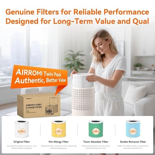 AIRROMI Air Purifier for Bedroom with A2001 Creamy Beige thumbnail 9