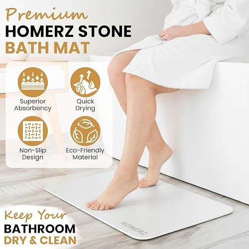 Homerz Stone Bath Mat – Premium Diatomaceous Earth Bath Mat, Rock Absorbent Bath Mats for Bathroom, Modern Stone Drying Mat, Shower Mat Outside Shower, Tapetes para Baño 23.6"x15.3" thumbnail 3