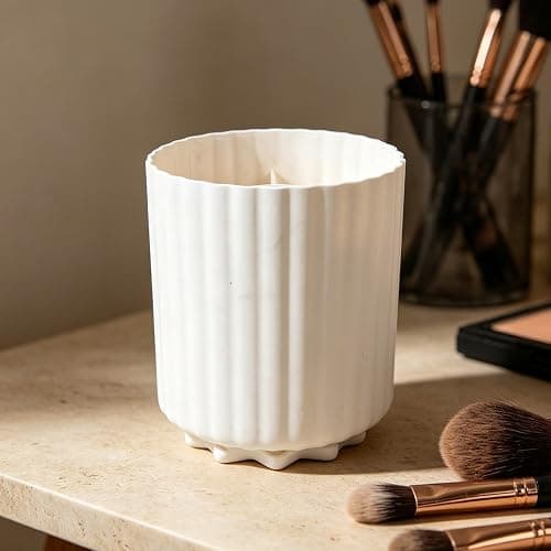 HEANUJJ Rotating Makeup Brush Holder Organizer Plastic Cosmetic Pencil Pen Storage Cup with 5 Slots and Compartments, 360° Access for Vanity Desktop or Bathroom thumbnail 7