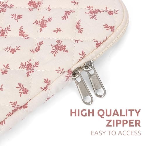 Puffy Laptop Sleeve 13-15.6 Inch Cute Quilted Laptop Protective Case Padded Floral Computer Sleeve for MacBook (A-Pink, 13 Inch) thumbnail 6