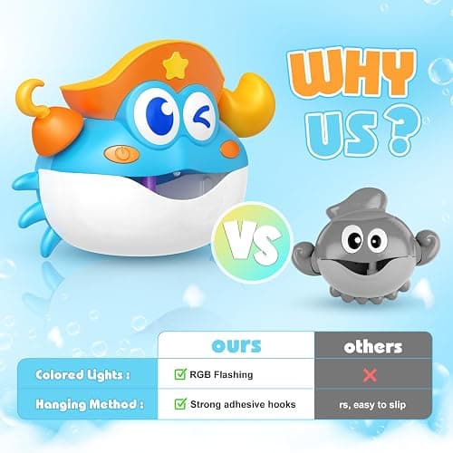 Bath Toys for Toddlers 1-3, vicia Bath Bubble Machine for Kids Age 3-5 Crab Bubble Bath Toys with Music & Light for 1 2 3 4 5 Year Old Boys Girls Light-Up Bathtub Toys for Babies Gifts thumbnail 5