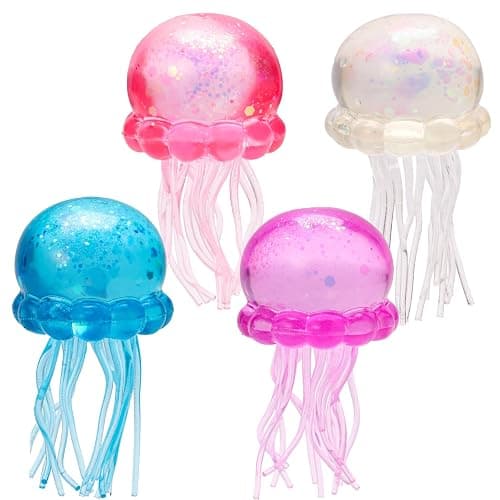 4Pack Jellyfish Squeeze Toy Set for Boys Girls Kids Children Adult Toddler, Slow Rising Sensory Fidget Toys, Ultra Soft Moldable Squishy Stress Relief, Party Favors for Office School Classroom - Image 1
