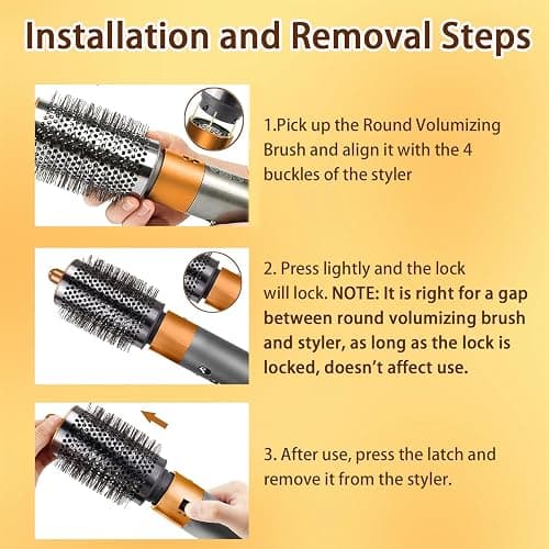Large Round Volumizing Brush for Dyson Airwrap Attachments Bigger Round Brush Attachment for Dyson Air Wrap Styler, Fluff up and Volumize for Styling (Gold) thumbnail 7