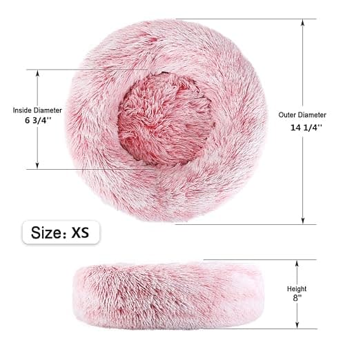 NOYAL Calming Donut Dog Bed for Small to Medium Dogs & Cats - Plush Faux Fur Anti-Anxiety Pet Bed with Machine Washable Cover & Non-Slip Base thumbnail 4