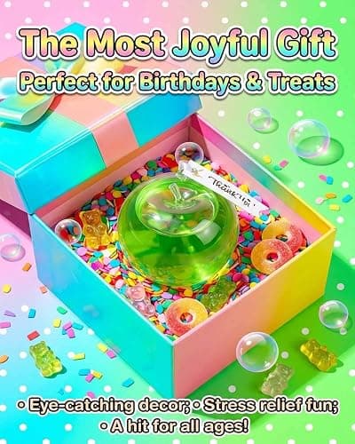 Apple Squishy, 3.15in Clear Cute Fruit Stress Balls, Soft Novelty Rebounding Squeeze Toys Glass Gloss Semi-Transparent,Fun Handmade Silicon Squishies Sticky for Anxiety Relief & Focus(4pcs) thumbnail 7