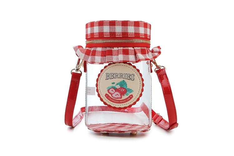 Novelty Purse for Women Cute Strawberry Jam Shaped Crossbody Bag Transparent PVC Crossbody Bag - Image 1