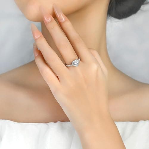 Elspeth 925 Sterling Silver Heart Engagement Ring for Women Heart Cut Cubic Zirconia Promise Ring Size 4-10 thumbnail 3