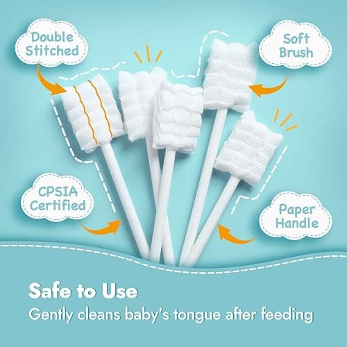 Papablic Baby Tongue Cleaner, Baby Oral Cleaner, Disposable Infant Mouth Cleaner Newborn, Upgrade Gum Cleaner with Paper Handle or Infants Ages 0-2 Years, 40 Pack thumbnail 3