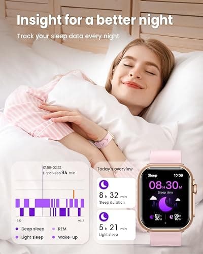 Smart Watch for Women for iPhone Android:1.85" Smartwatch Fitness Tracker | Make/Answer Call Sleep Heart Rate SpO2 Blood Pressure Monitor IP68 Waterproof 120+Sport Mode 1000mAh Battery 2Bands thumbnail 6