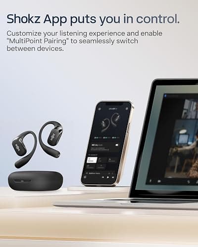 SHOKZ NEW OpenFit 2+ Open-Ear Headphones, Dolby Audio Enabled, Comfortable Earbuds with Soft Ear Hooks, 48H Playtime, IP55 Water-Resistant, USB-C Fast Charging, Wireless Charging, Carrying Bag, Black thumbnail 9