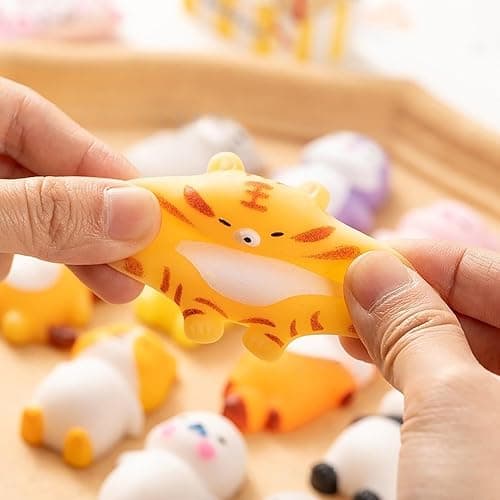 Luckana 12 Pcs Mini Animal Tabas Squishies Fidget Toy with Bell,Cute Stress Relief Squeeze Toys Party Favor Keychain Set Gift,Random Style thumbnail 7