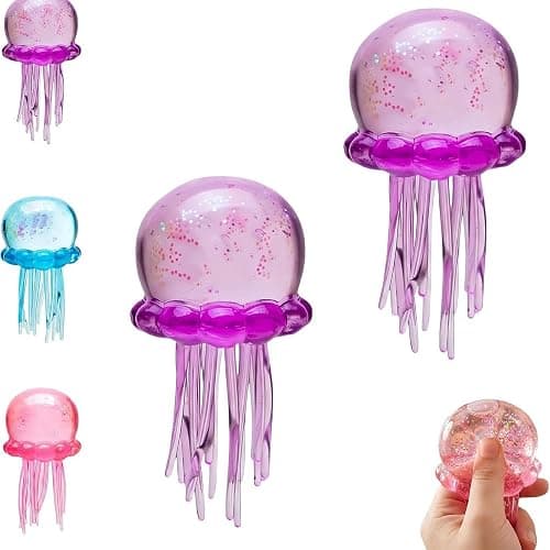 Jellyfish Squeeze Toy, Squishy Stress Relief Sensory Fidget, Slow Rise, 3.23 Inch, for Adults (Pink) thumbnail 4