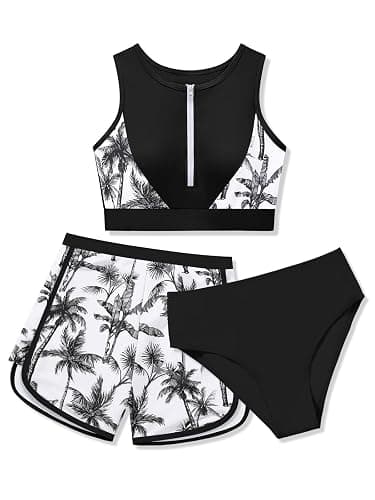URMAGIC Girls Tankini Swimsuit Color Block Two Pieces Bathing Suit with Shorts Teen Girls' Swimwear Bikini Set Swim Suit - Image 1