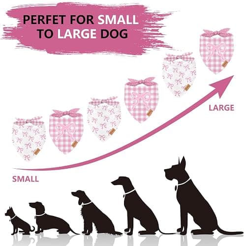 FYSUIMU 2Pcs Pink Bow Dog Bandana Cute Bowknot Triangle Pet Scarf Dot Gingham Reversible Adjustable Pet Neckerchief Dog Bib for Medium Large Dog Cat Costume Accessories thumbnail 3