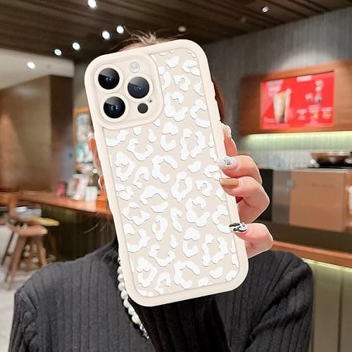 MOWIME Compatible with iPhone 16 Pro Max Case, Cheetah Print Shockproof Soft TPU Protective Cover for Women Girls, Slim Anti Scratch Leopard Case for iPhone 16 Pro Max 6.9 Inch, White thumbnail 6