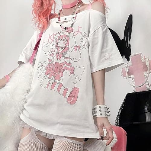 Kawaii Cutecore Harajuku Graphic Clothes Teen Girls Whimsy Twee Y2k Cute Short Sleeve Shirts Fairy Grunge Preppy Tops thumbnail 5